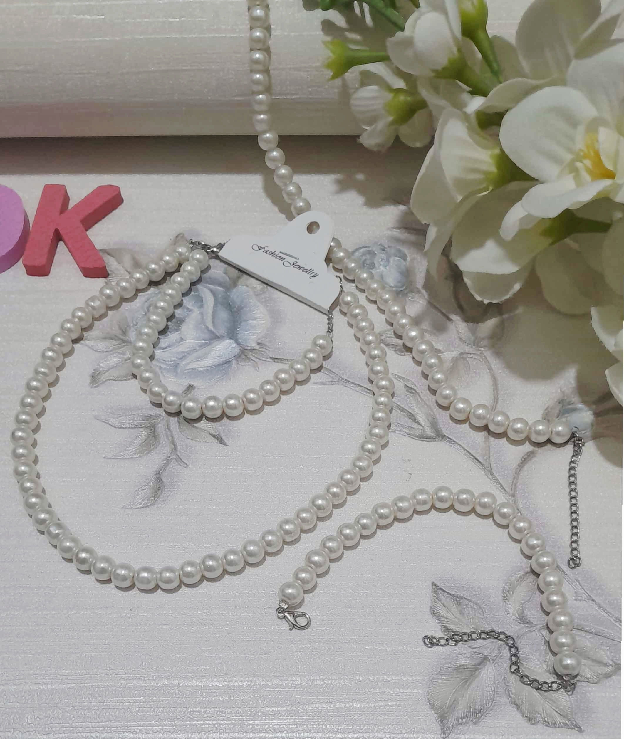 نیم ست مروارید دستبند و گردنبند