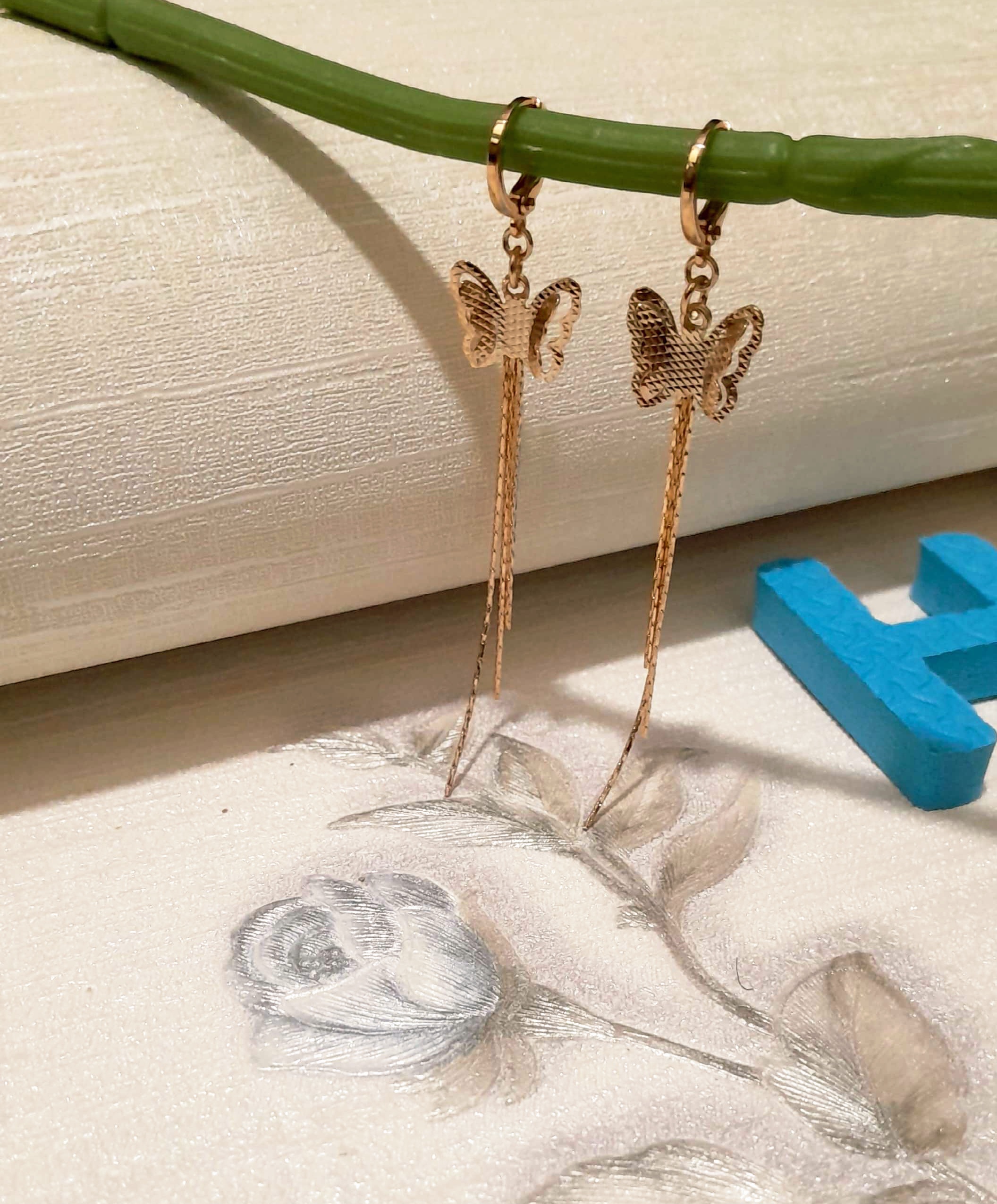 گوشواره پروانه ای آویز ژوپینگ