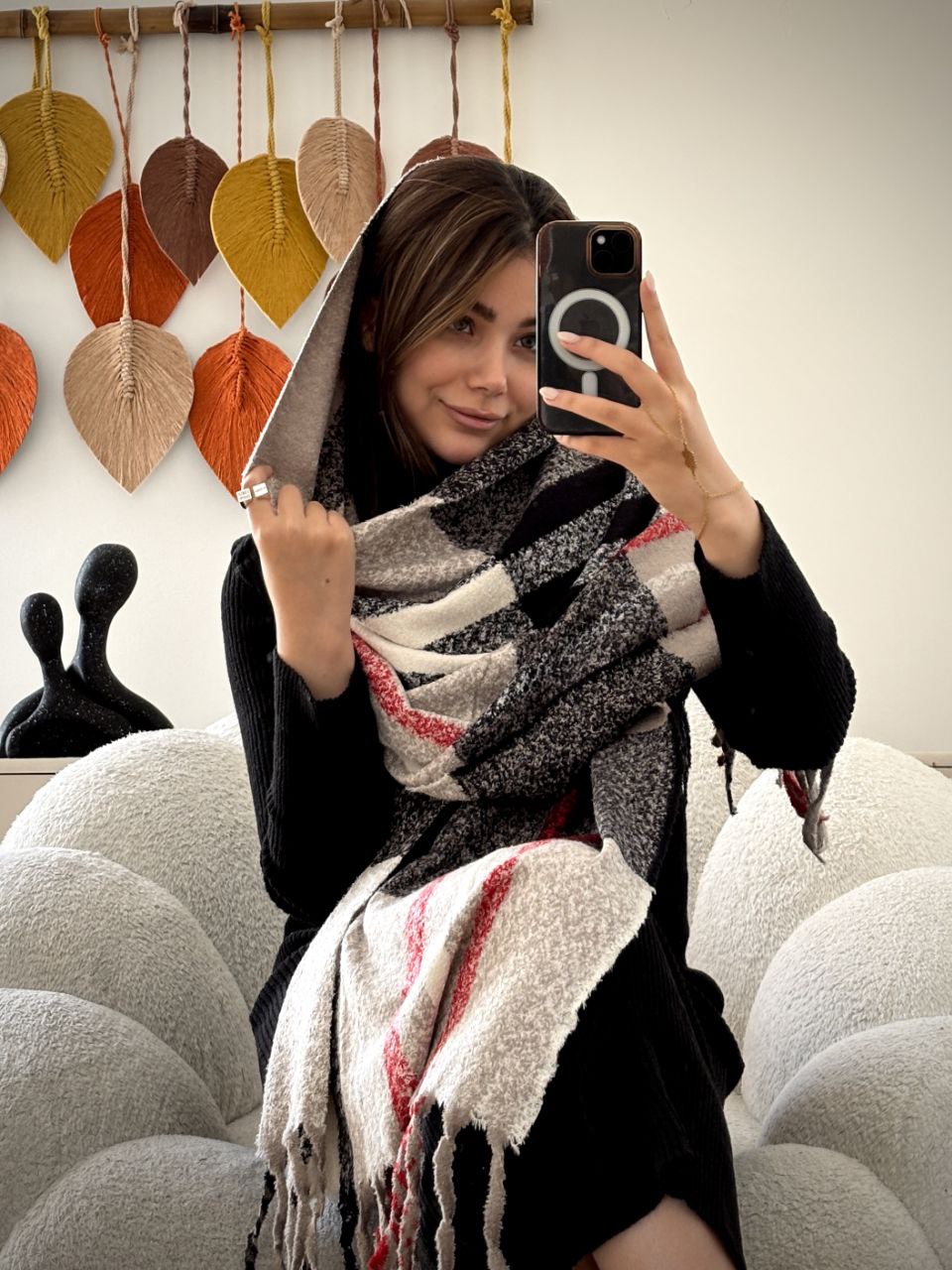 شال بیگ اسکارف صابونی باربری تک رنگ