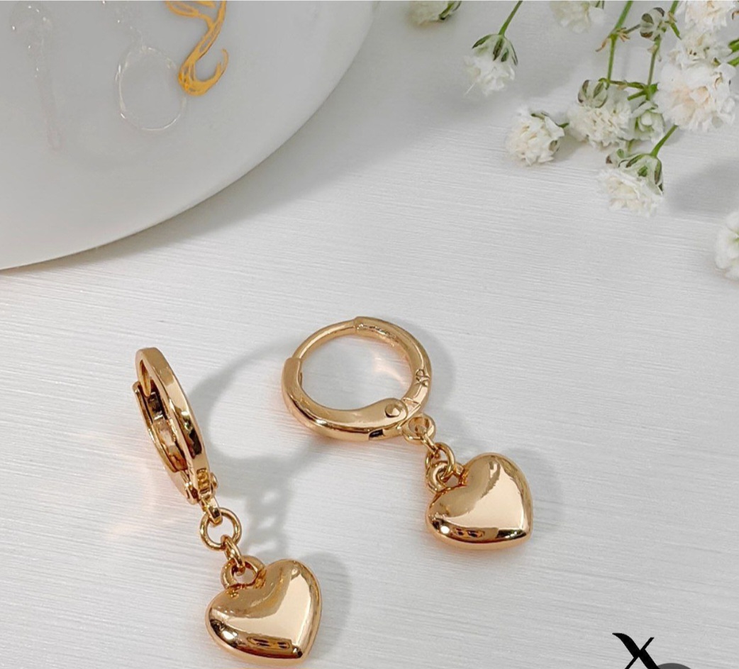 گوشواره قلبی آویز توپر ژوپینگ